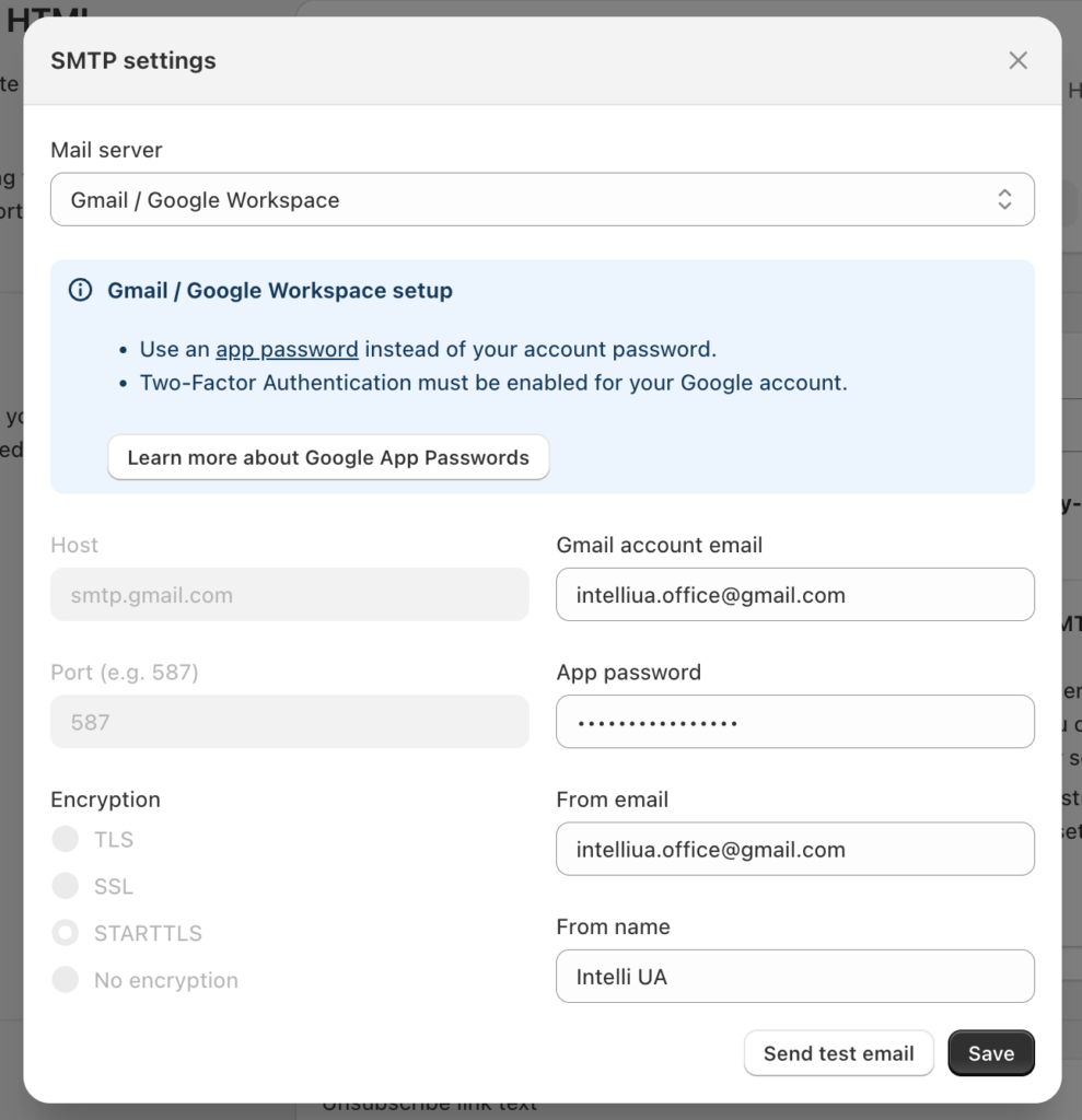 Setting up Google SMTP with WorkflowMail (formerly FlowMail)